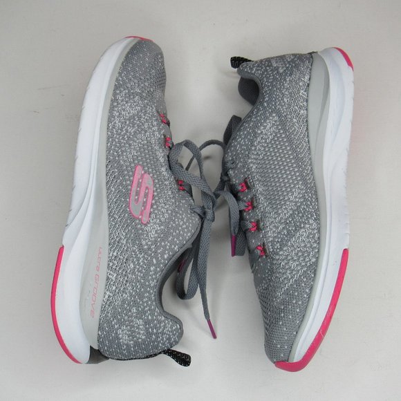 Skechers Flex Comfort Womens Shoes Air Cooled Memory Foam Size 8 Grey/Hot Pink - Picture 7 of 10